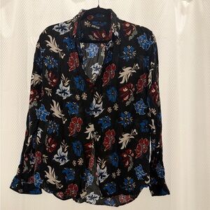Men's Floral Button Down Shirt - Black, Red, and Blue